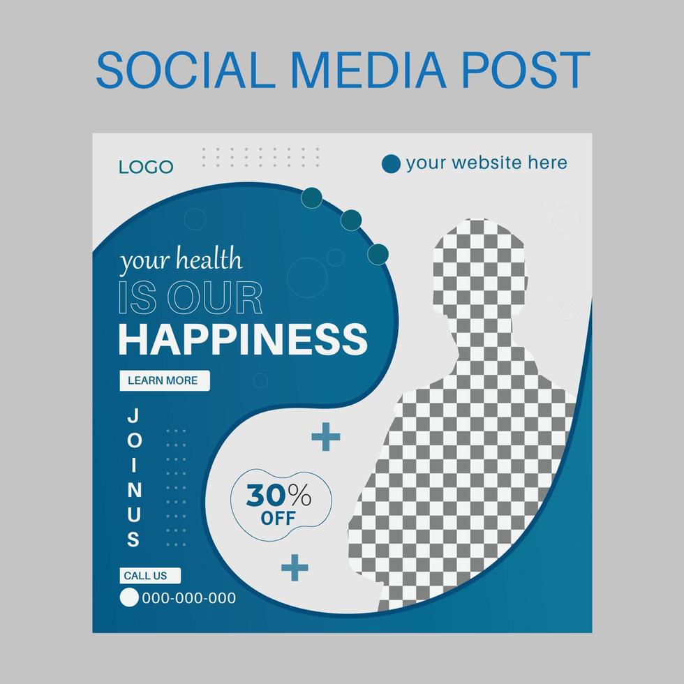 Medical healthcare service social media post template design vector