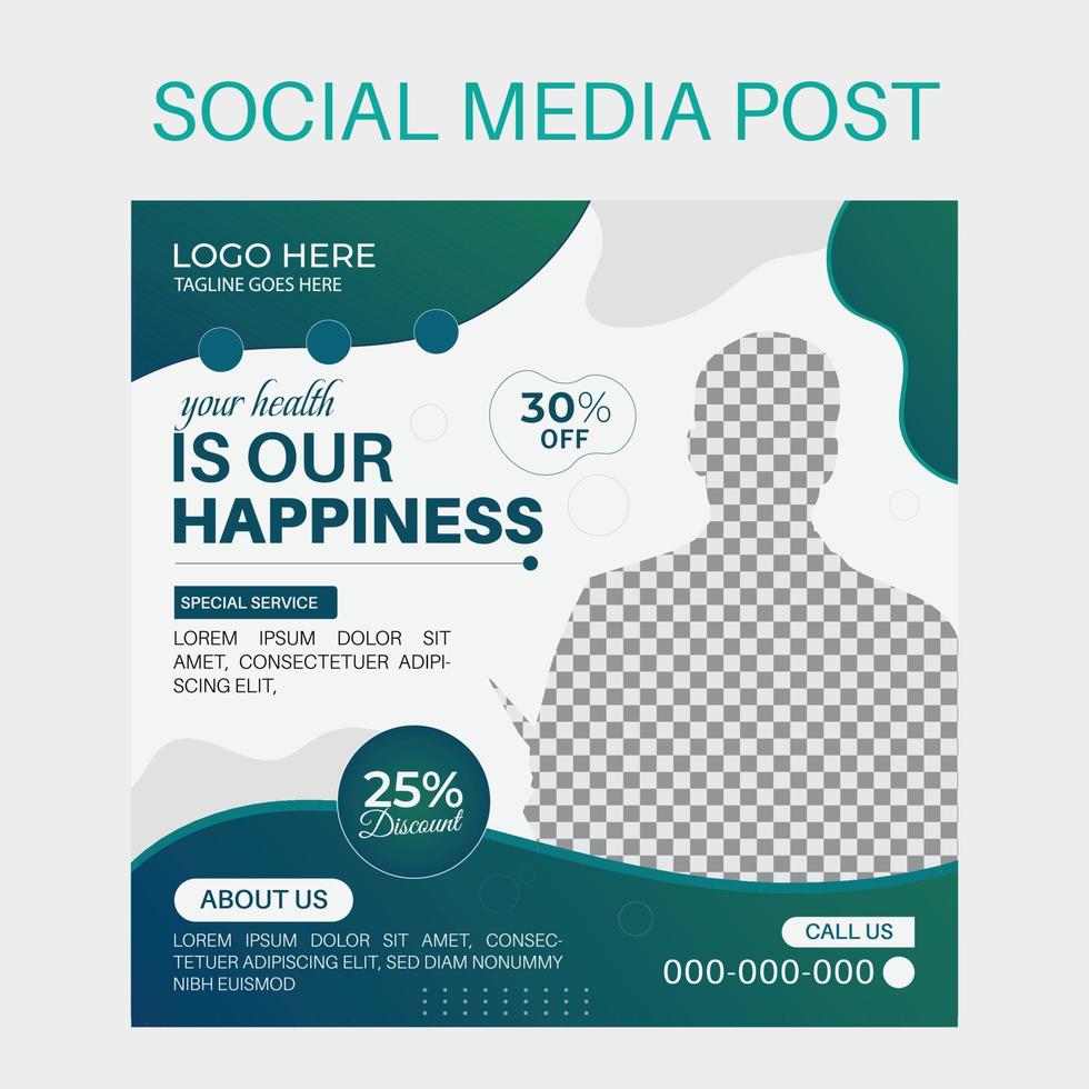 Medical healthcare service social media post template design vector