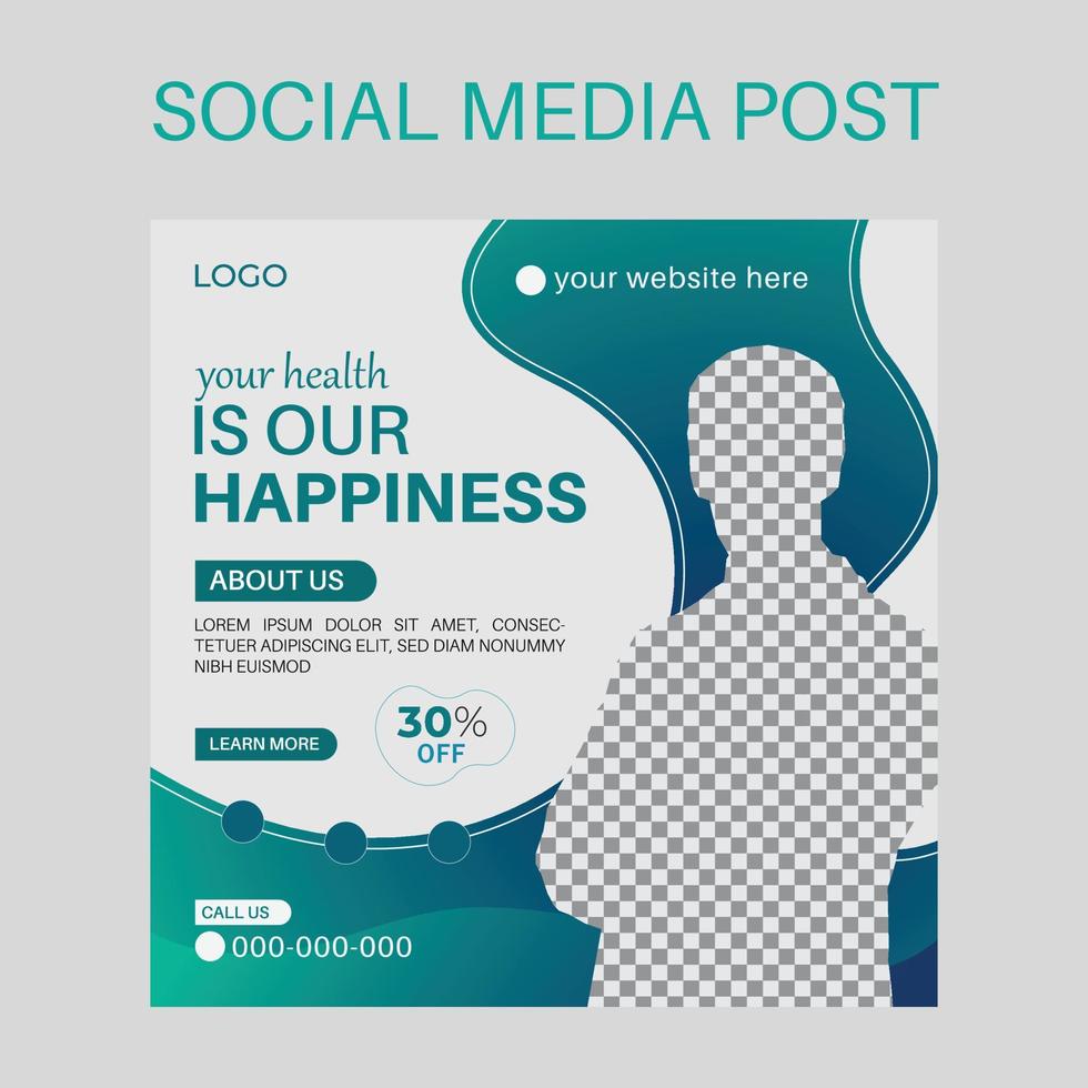 Medical healthcare service social media post template design vector