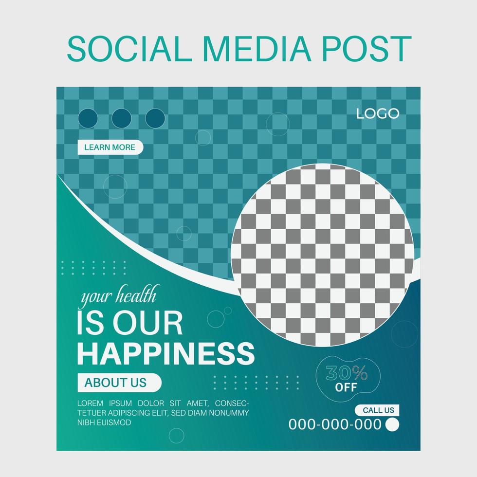 Medical healthcare service social media post template design vector