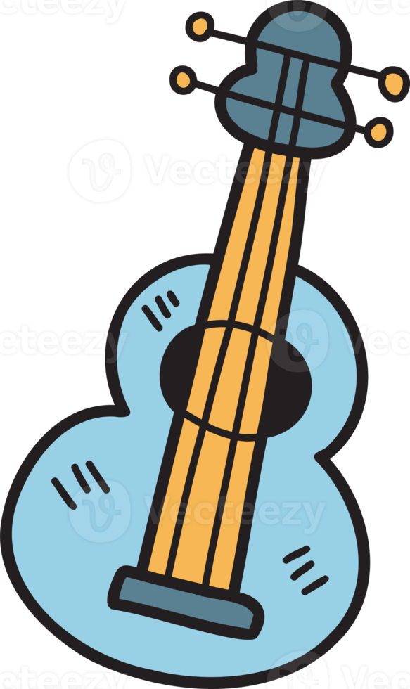 Hand Drawn acoustic guitar illustration png