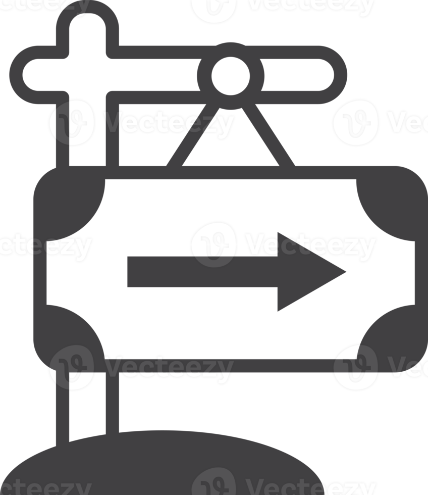 illustration de signe de virage à droite dans un style minimal png