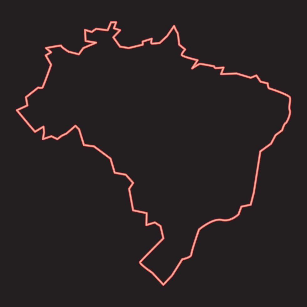 mapa de neón de brasil color rojo vector ilustración imagen estilo plano