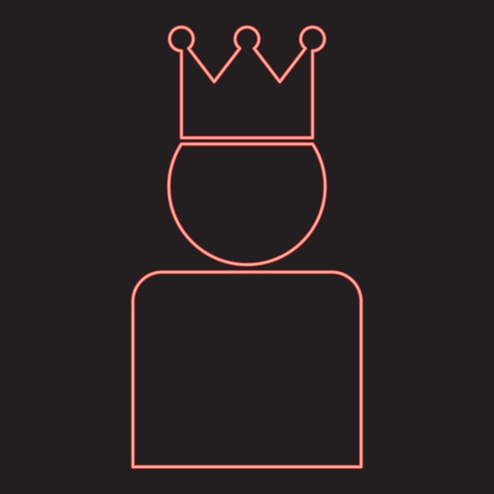 Neon king in crown red color vector illustration image flat style