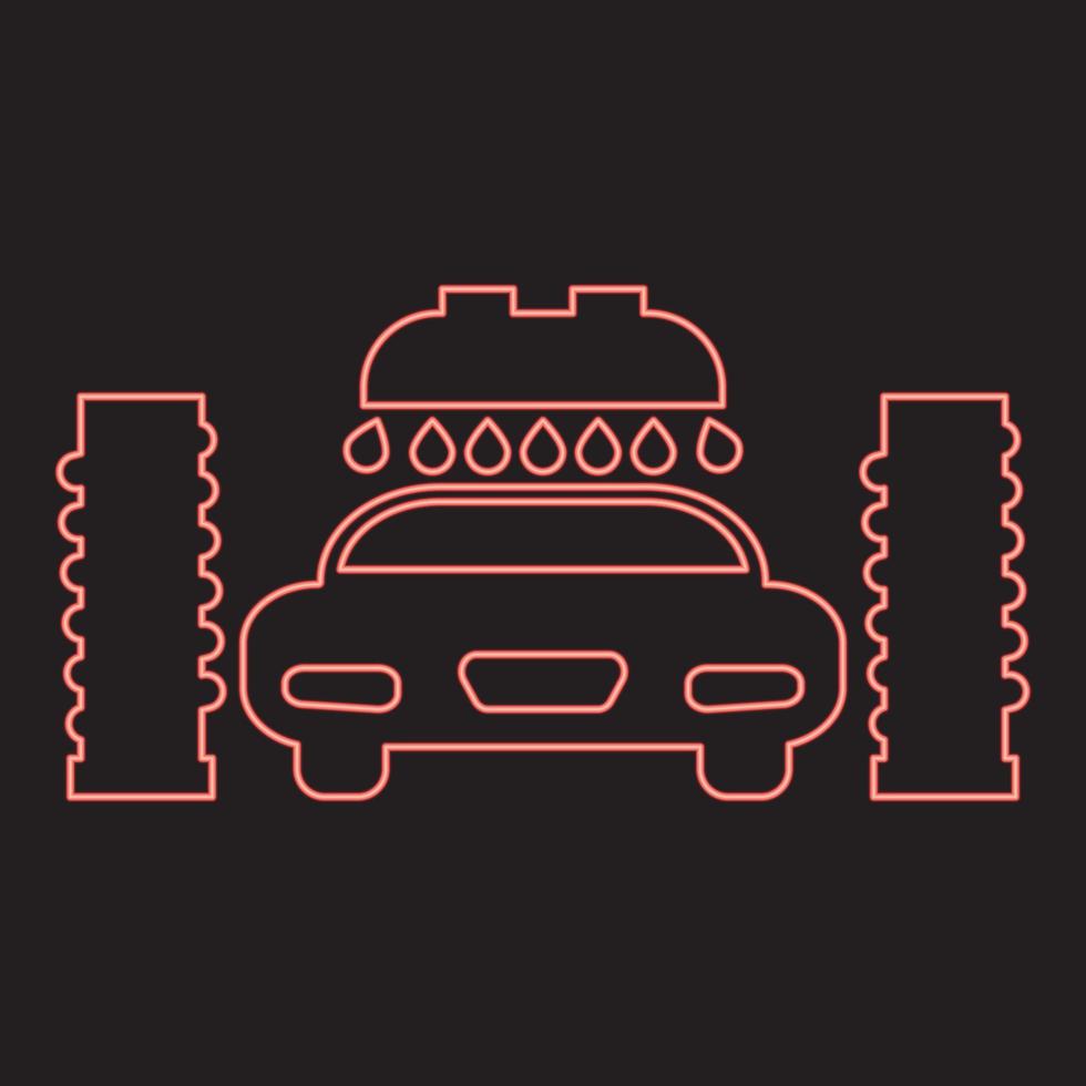 Neon car wash automatic red color vector illustration image flat style