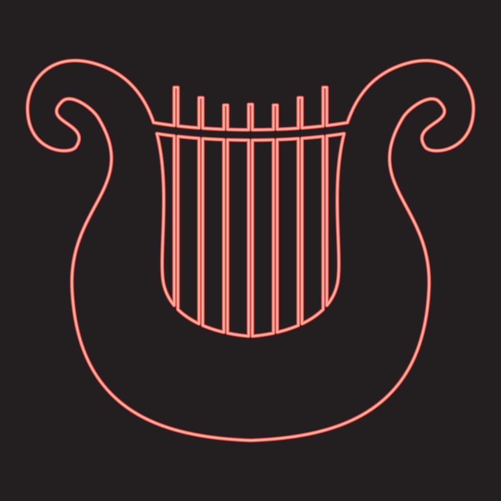 Neon harp red color vector illustration image flat style
