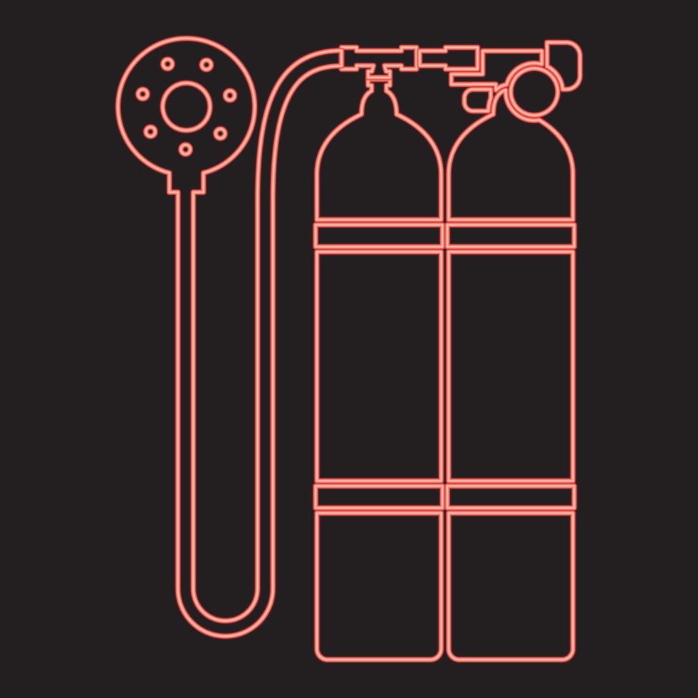 Neon aqualung scuba red color vector illustration image flat style