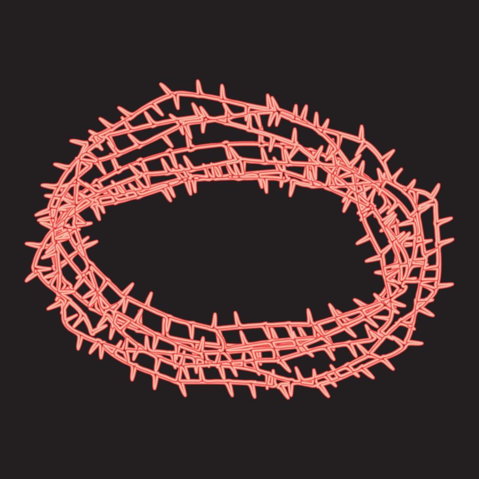 Neon thorn wreath or barbed wire red color vector illustration image flat style