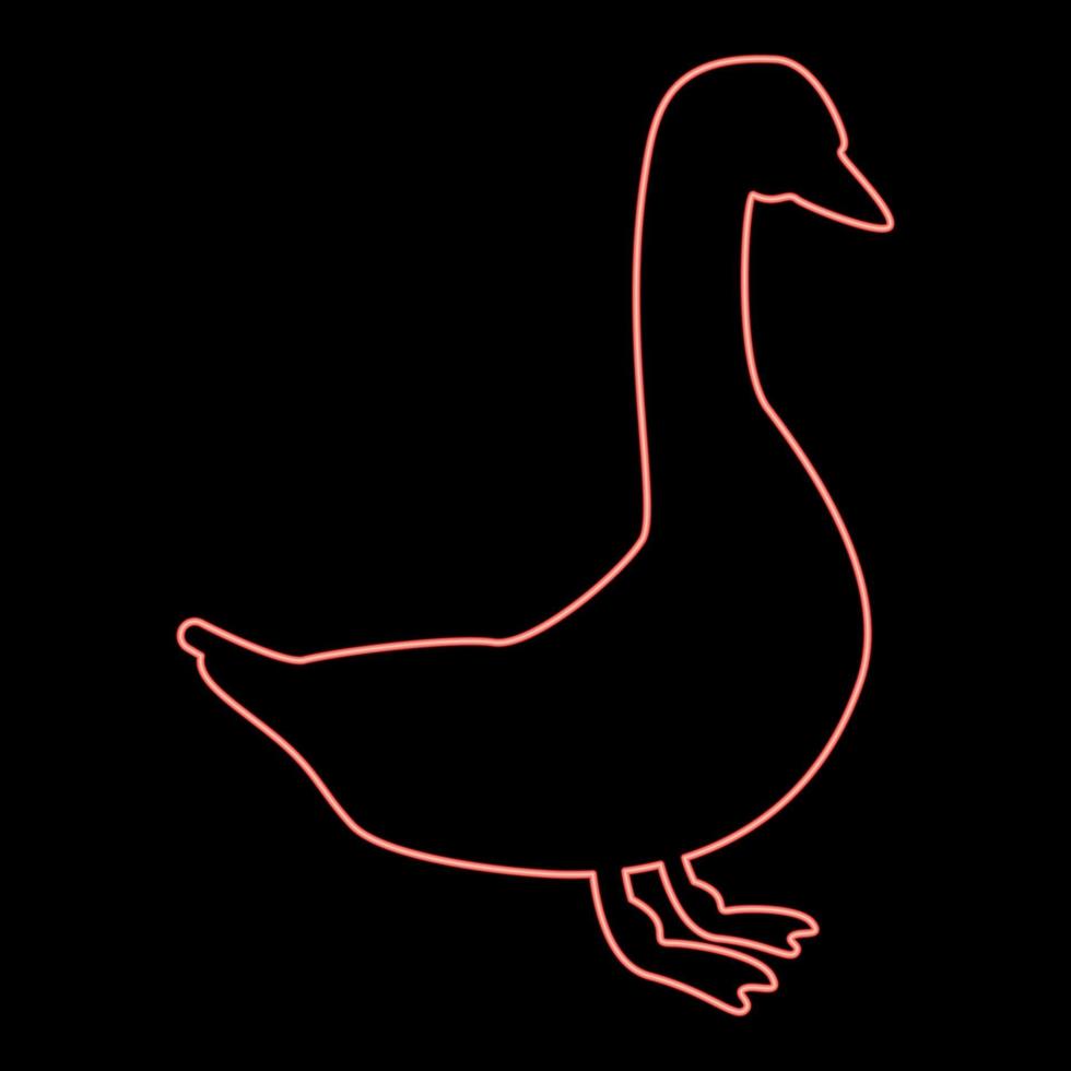 estilo plano de imagen de ilustración de vector de color rojo de ganso de neón