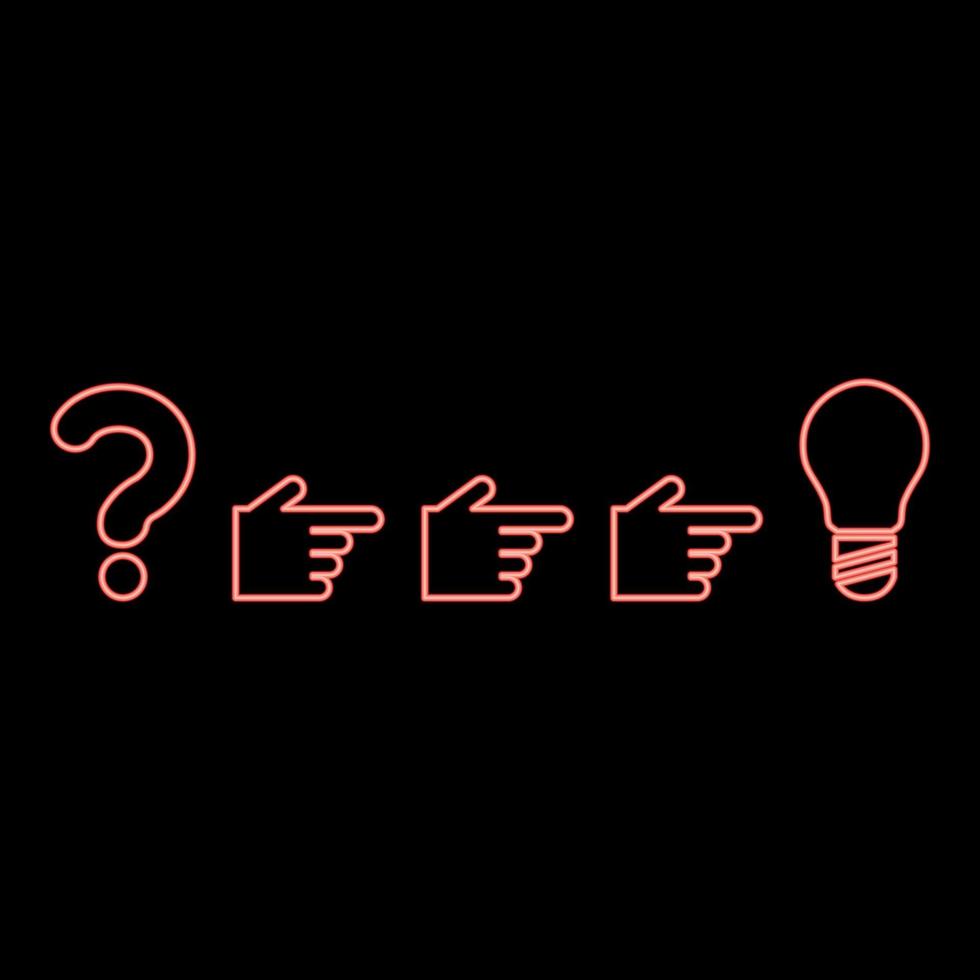 Neon problem solution concept red color vector illustration image flat style