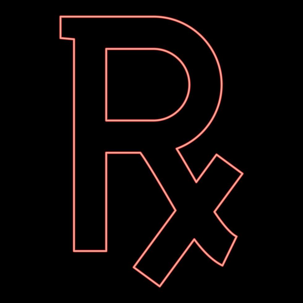 Neon rx symbol prescription red color vector illustration image flat style