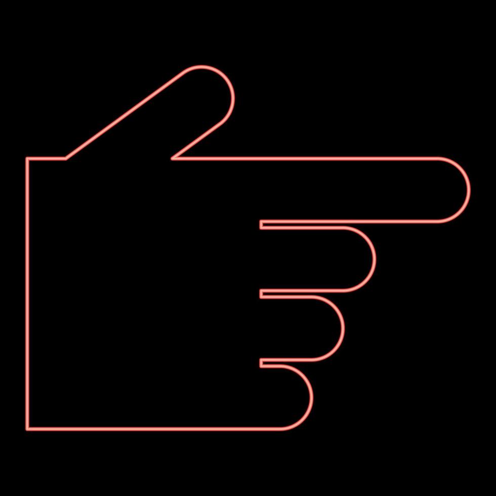 Neon pointing hand red color vector illustration image flat style