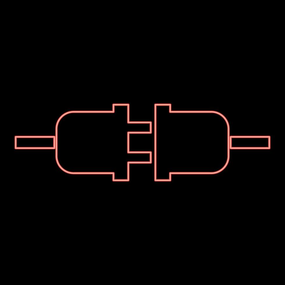 Neon socket and plug red color vector illustration image flat style