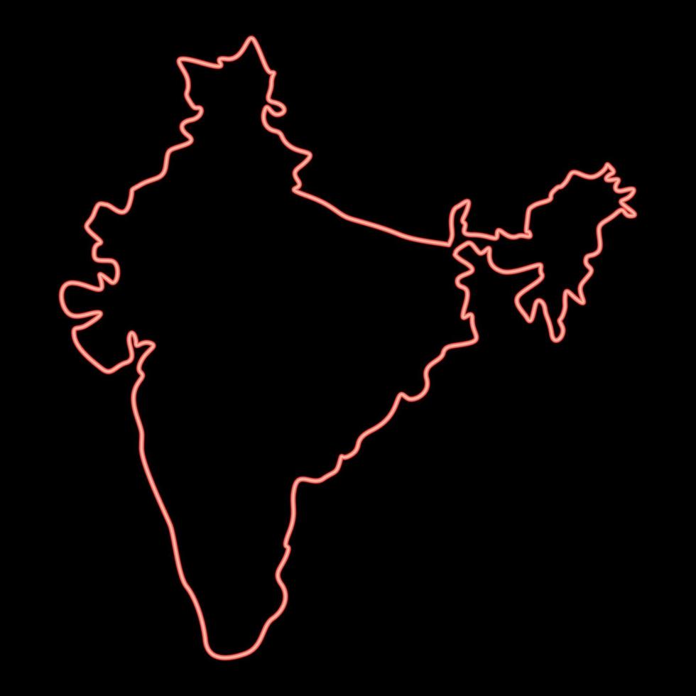Neon map of india red color vector illustration image flat style