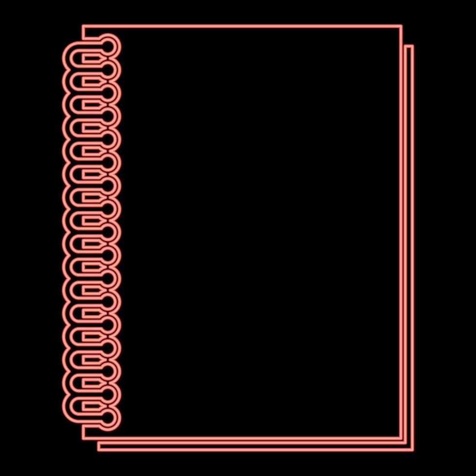 Neon notebook with spring red color vector illustration image flat style