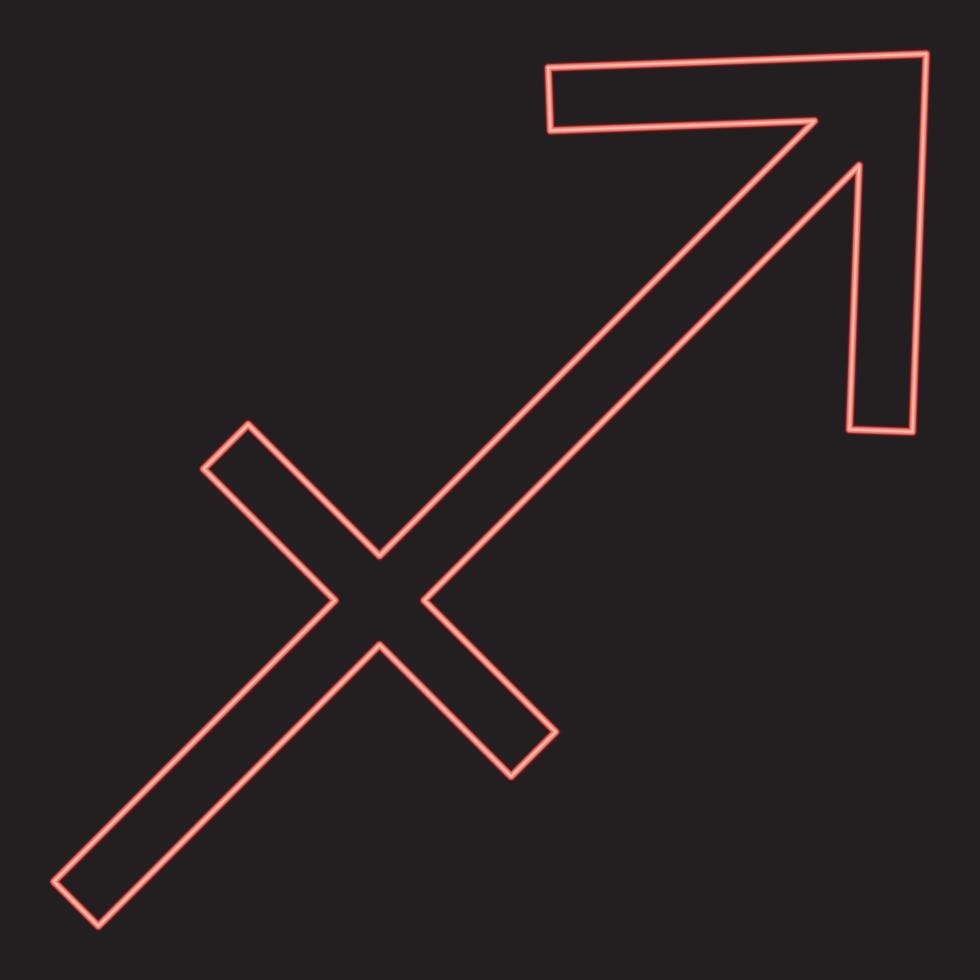 Neon sagittarius symbol zodiac red color vector illustration image flat style