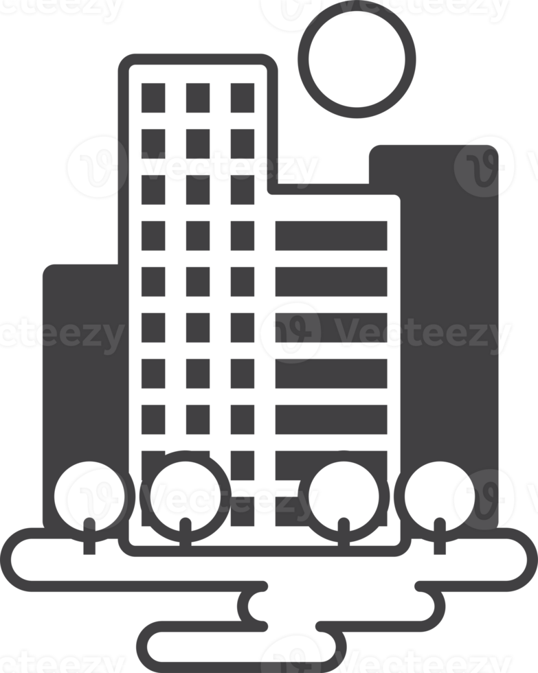 illustration de bâtiment d'hôtel extérieur dans un style minimal png