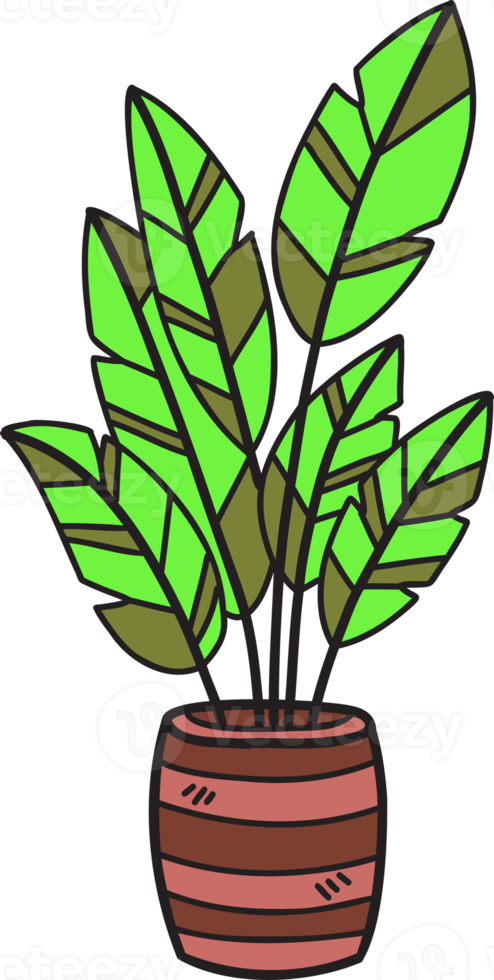 hand dragen växt pott med horisontell rader illustration png