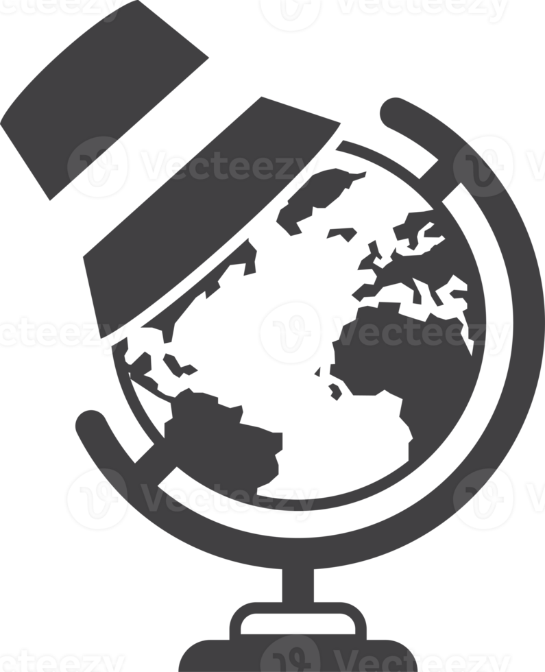 globe model and tourist hat illustration in minimal style png