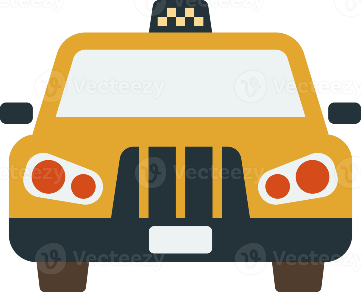 taxi from front view illustration in minimal style png