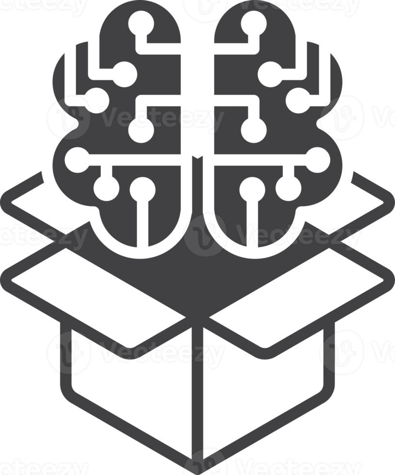 ilustración de caja y cerebro en estilo minimalista png