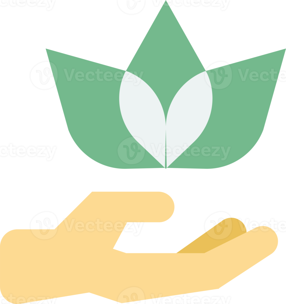 hand and leaf illustration in minimal style png