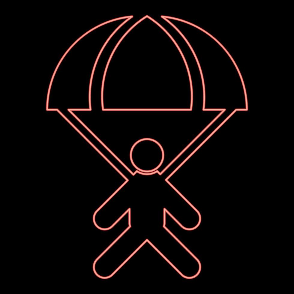 Neon parachute jumper red color vector illustration image flat style