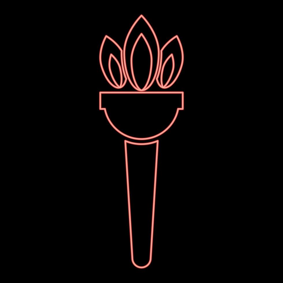 Neon torch flambeau red color vector illustration image flat style