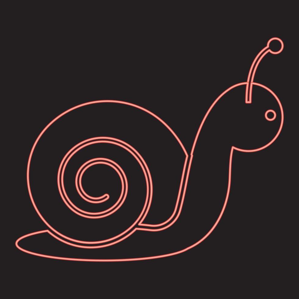 estilo plano de imagen de ilustración de vector de color rojo de caracol de neón