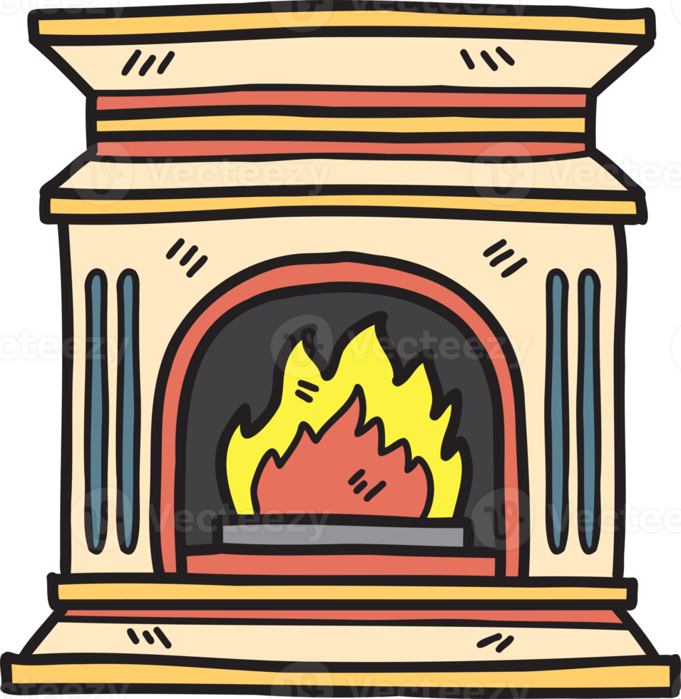 Hand Drawn vintage style fireplace illustration png