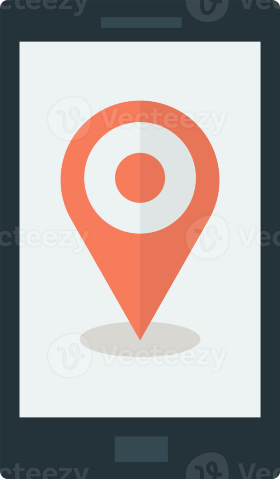 Smartphones and location pins illustration in minimal style png