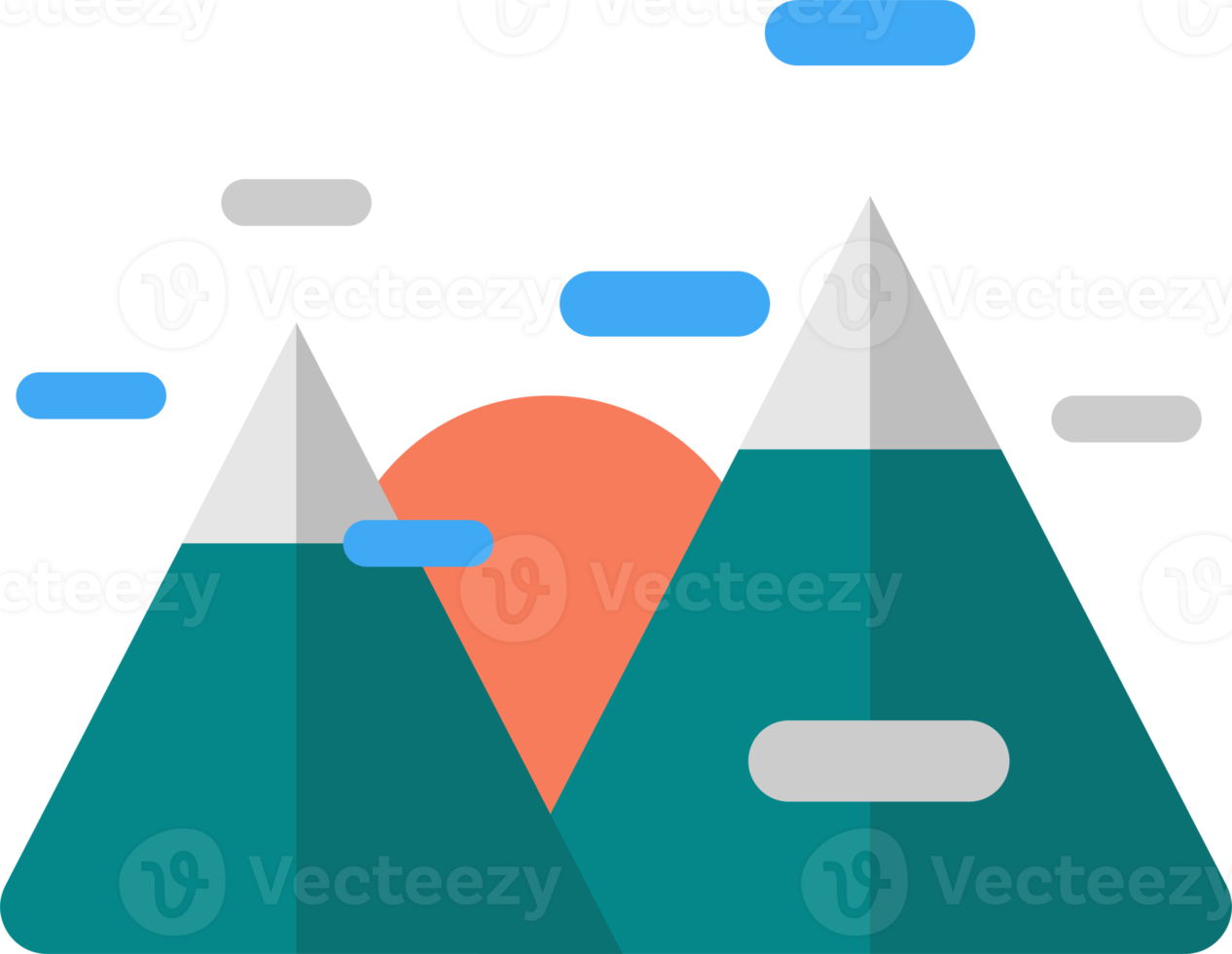 berge und sonnenillustration im minimalen stil png