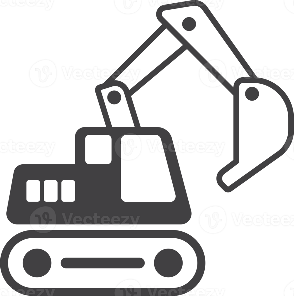 excavator illustration in minimal style png