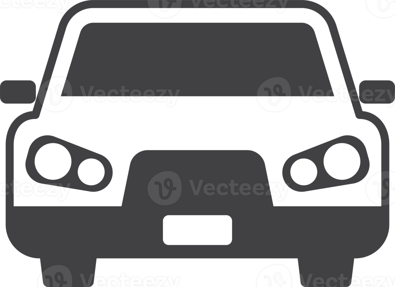 Sedan car from the front view illustration in minimal style png