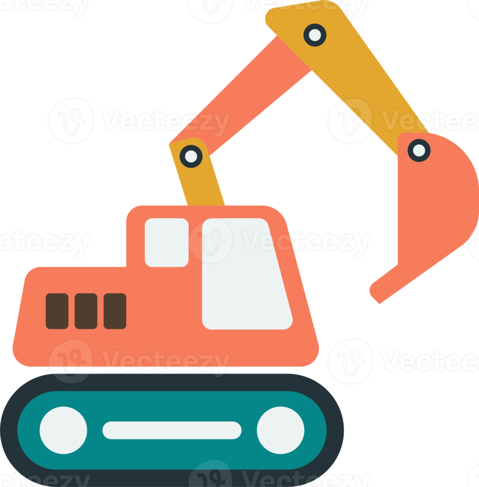 excavator illustration in minimal style png