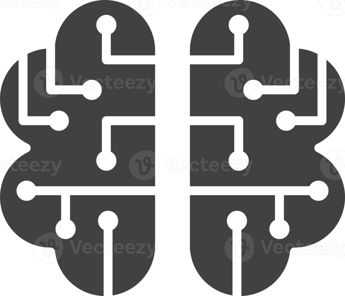 brain and circuit board illustration in minimal style png