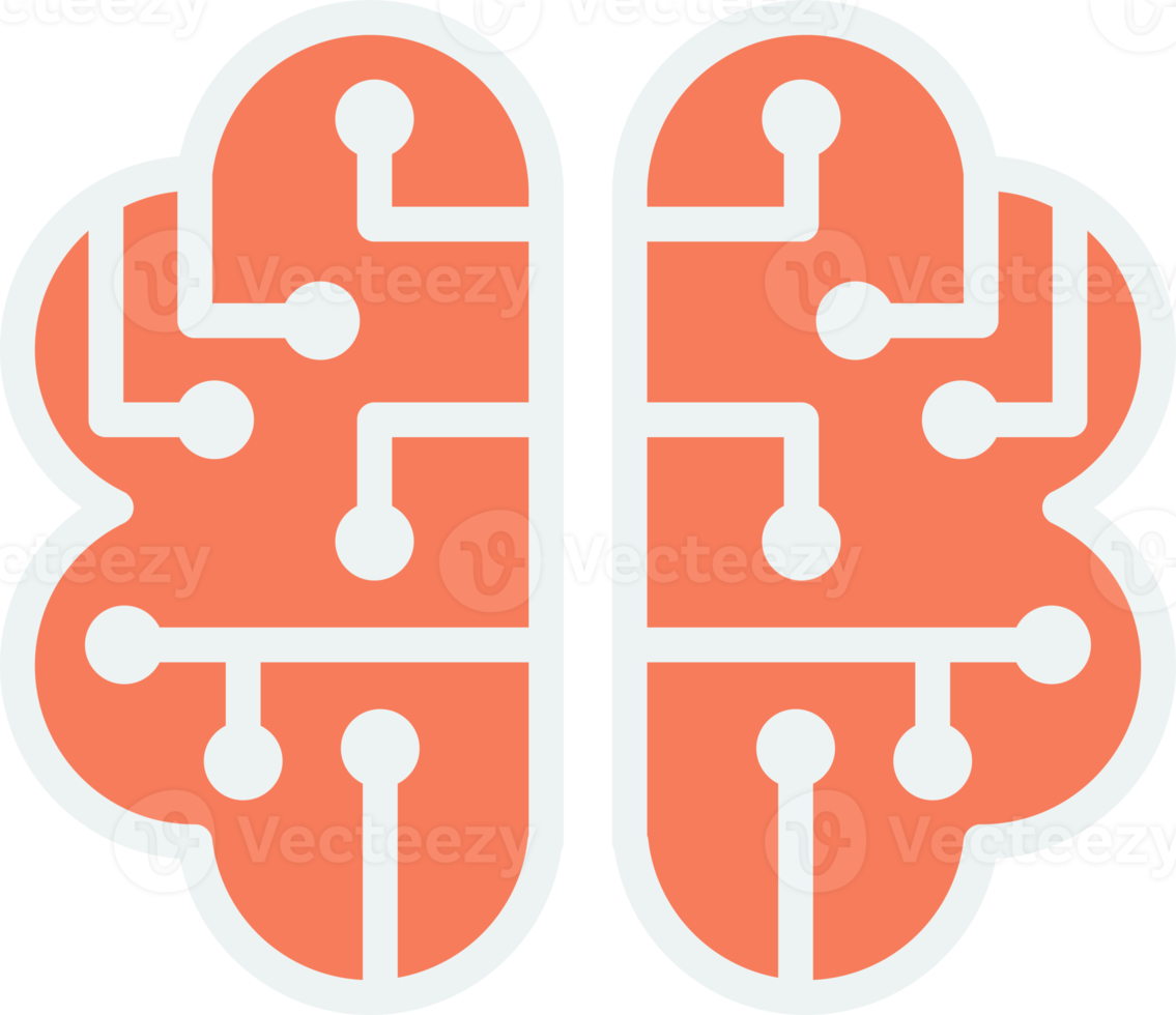 ilustración de cerebro y placa de circuito en estilo minimalista png