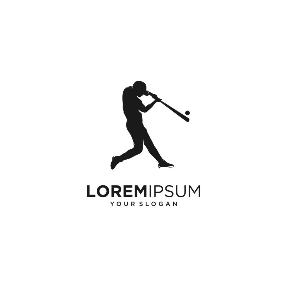 cricket sports player silhouette logo vector