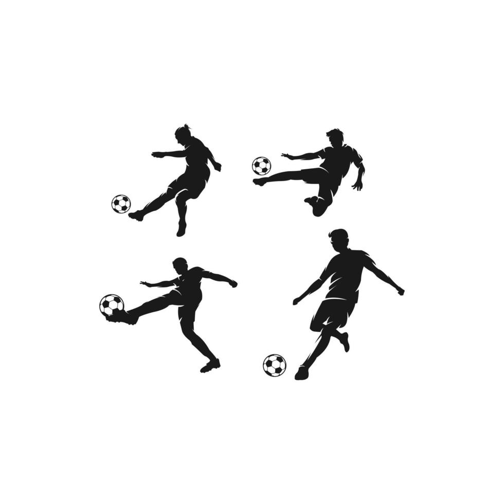 logotipo de silueta de jugador de fútbol vector