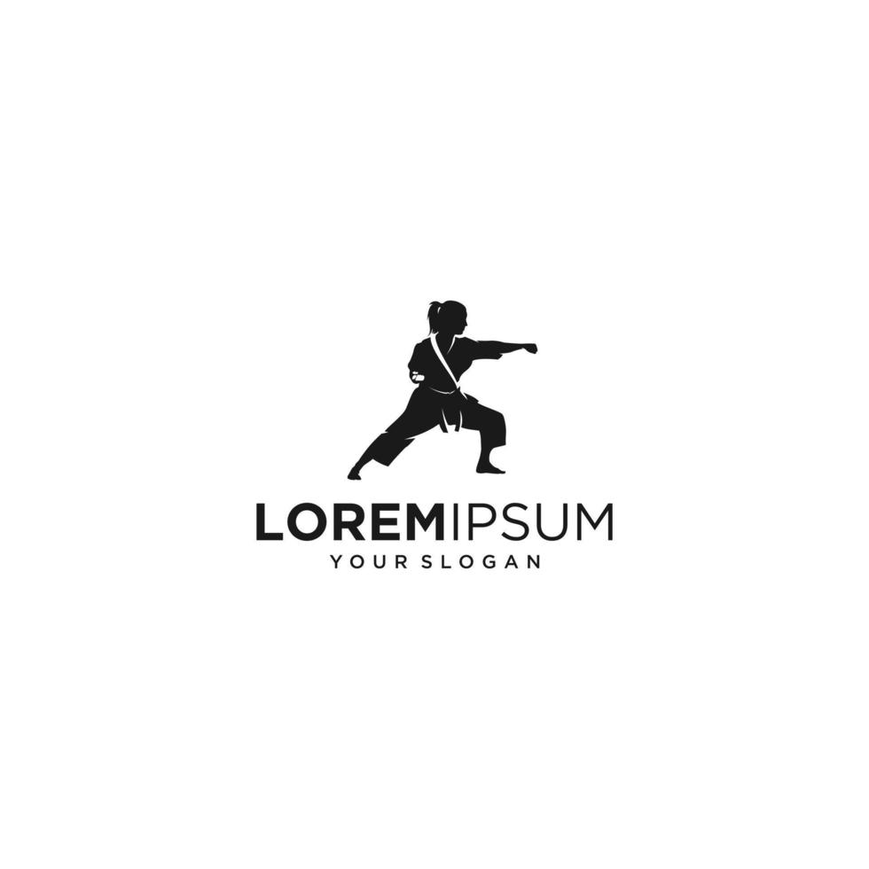 mujer taekwondo jugador silueta logo vector