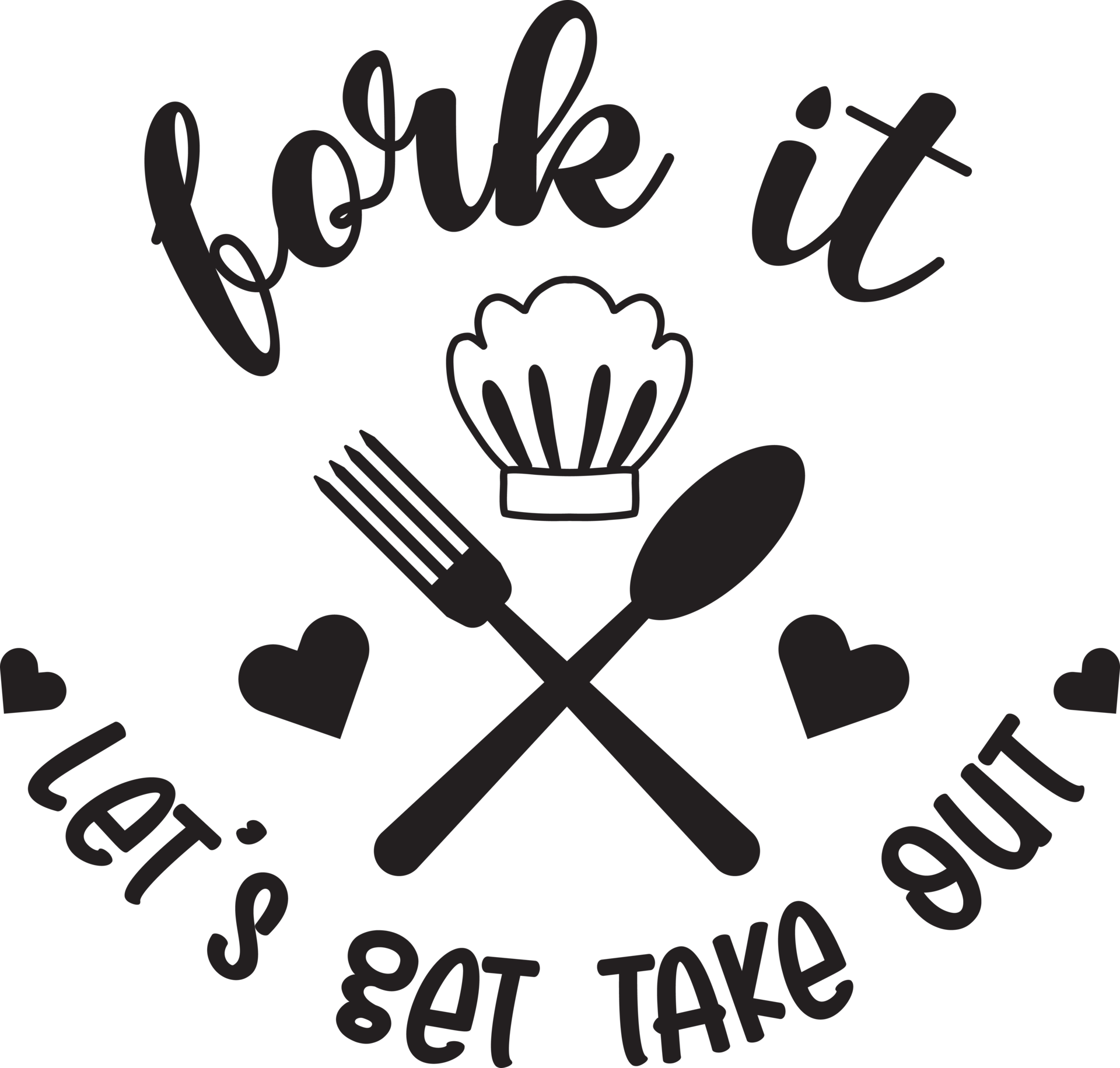 Fork it let get take out lettering and quote illustration 14967361 PNG