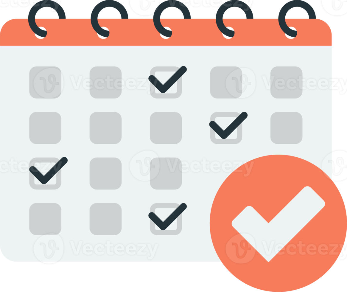 Calendar and checkmarks illustration in minimal style png