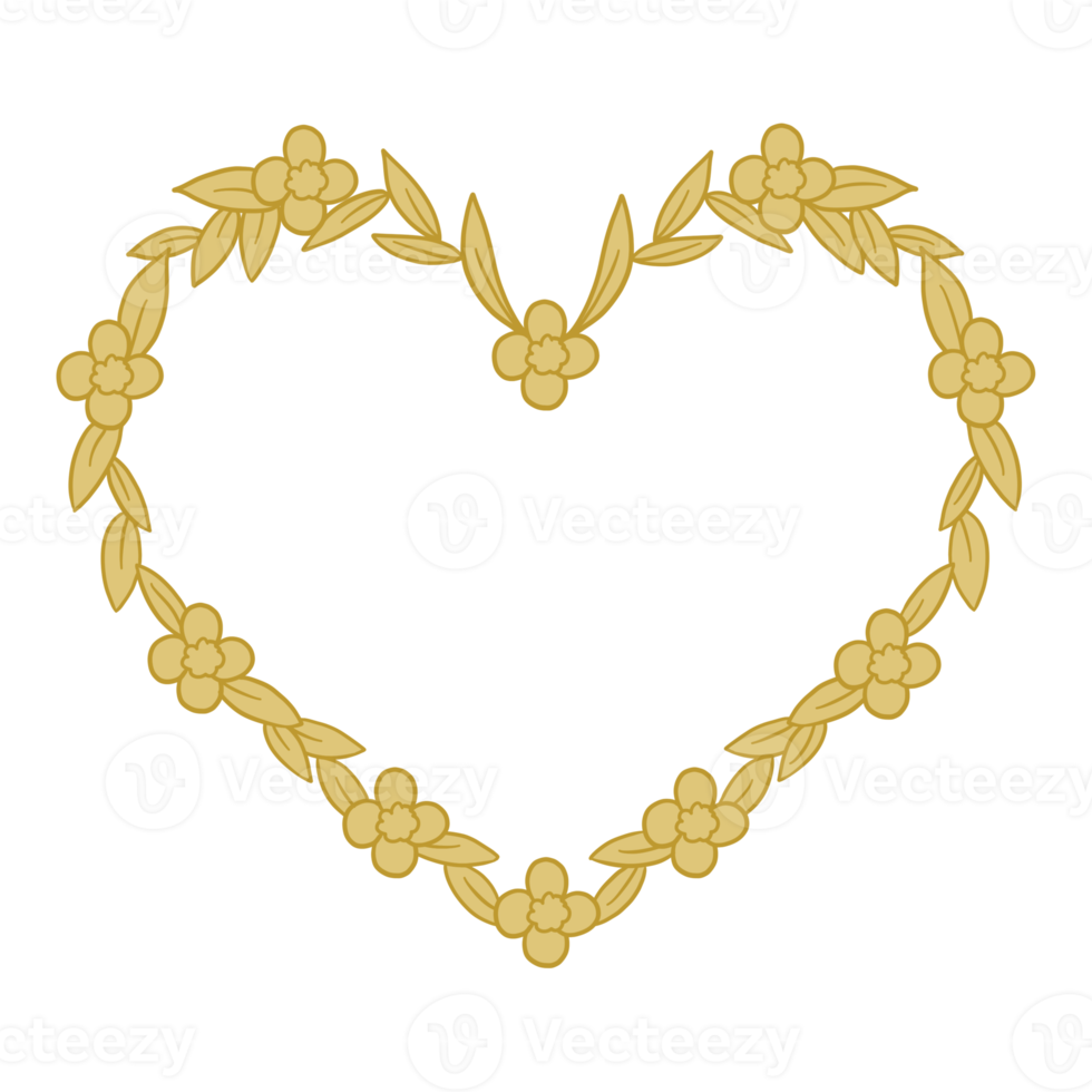 Gold Heart Floral Frame 14967463 PNG