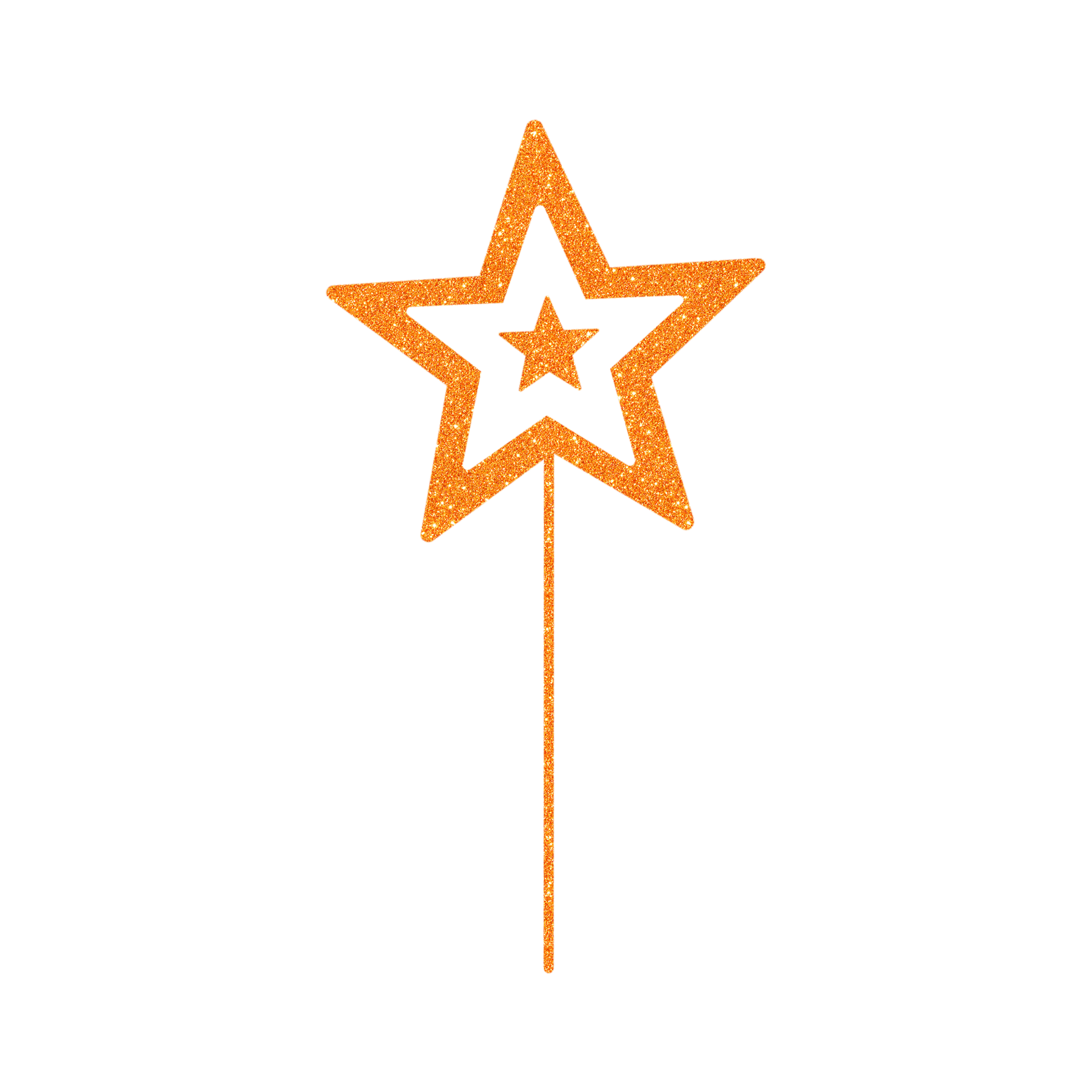 Orange Glitter Star Stick 14967476 PNG