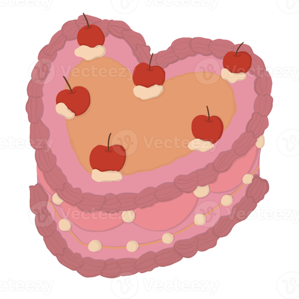 Heart Shaped Cherry Cake png