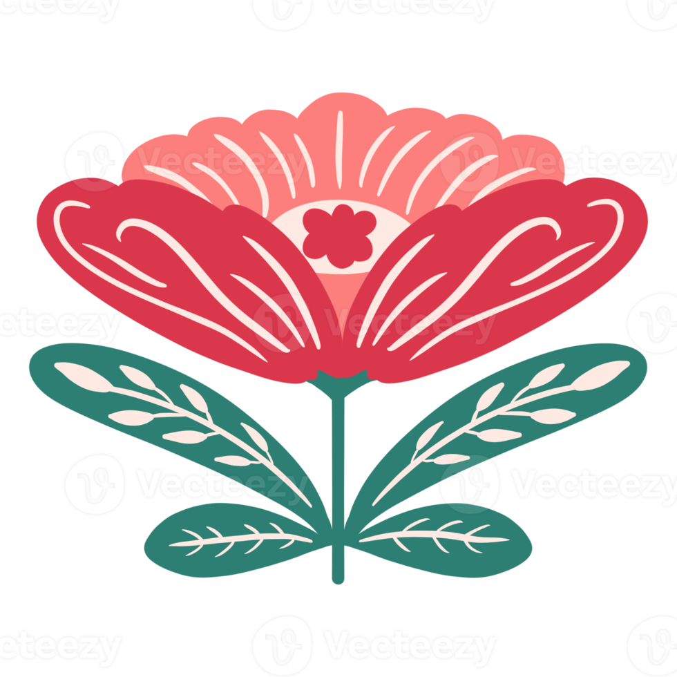 Red Retro Flower png