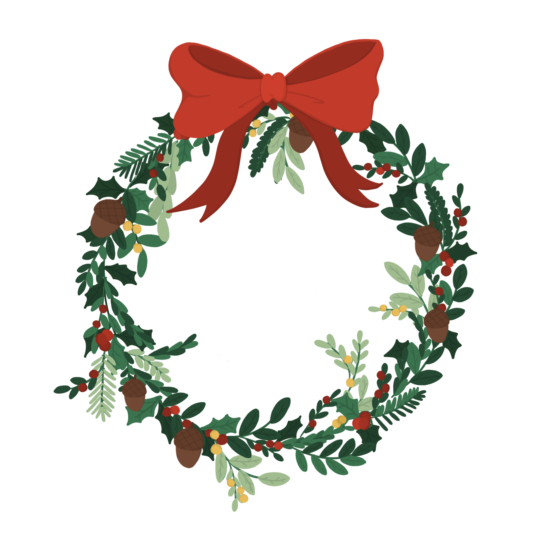 Christmas Wreath With Red Ribbon 14967607 PNG