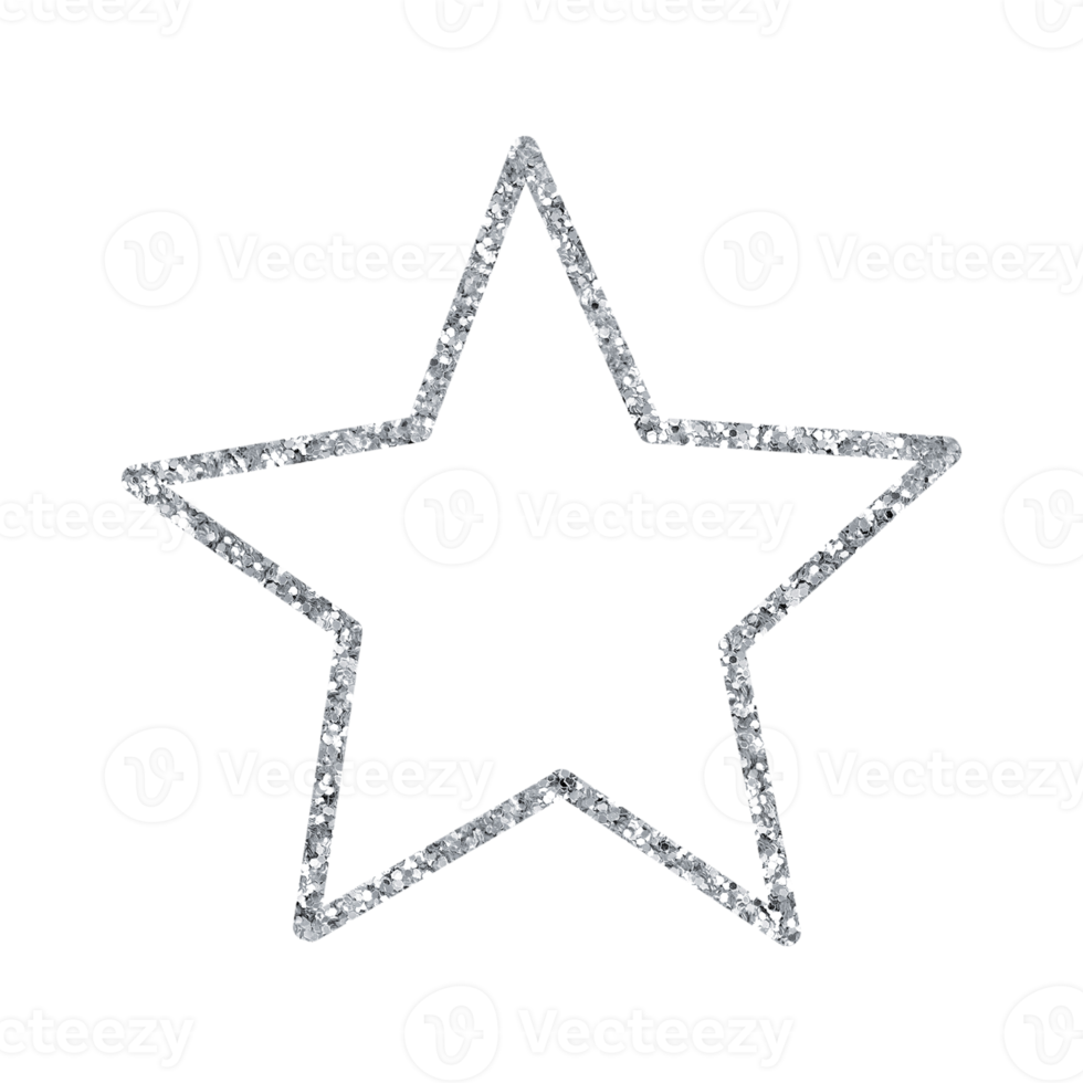 Silver Star Glitter Outlined png