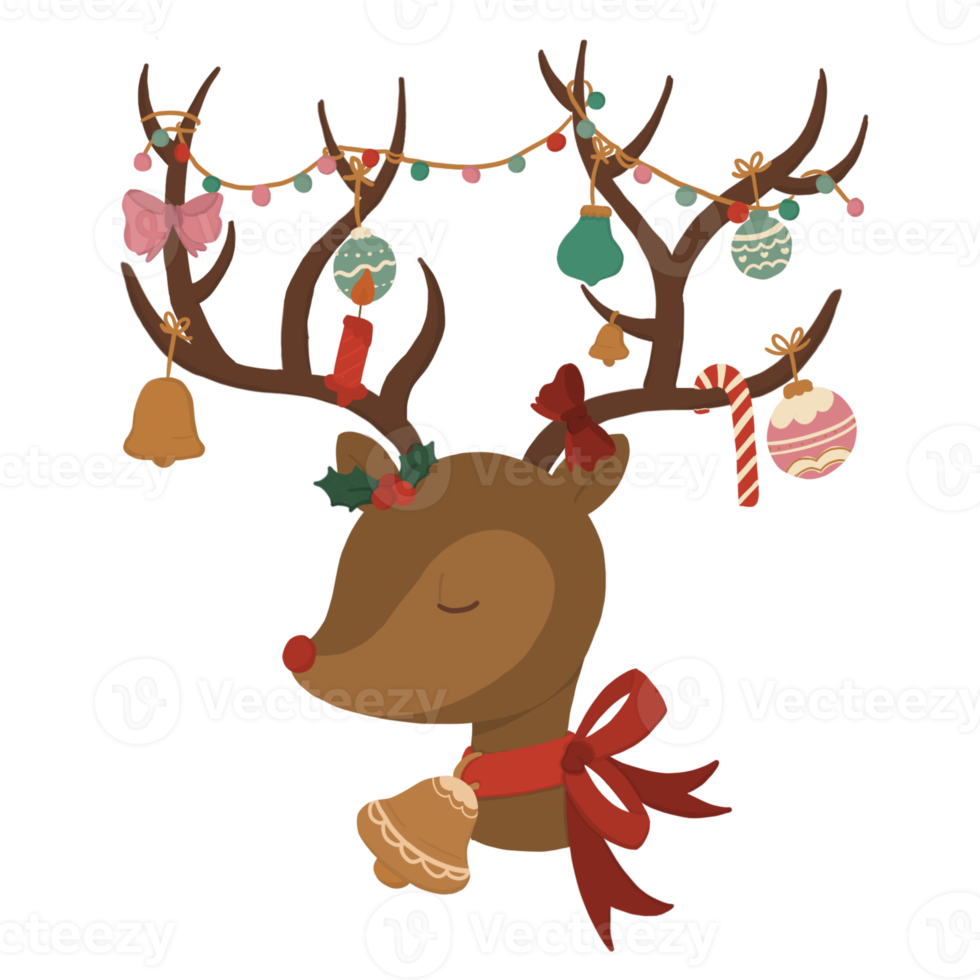 Reindeer With Christmas Ornaments png