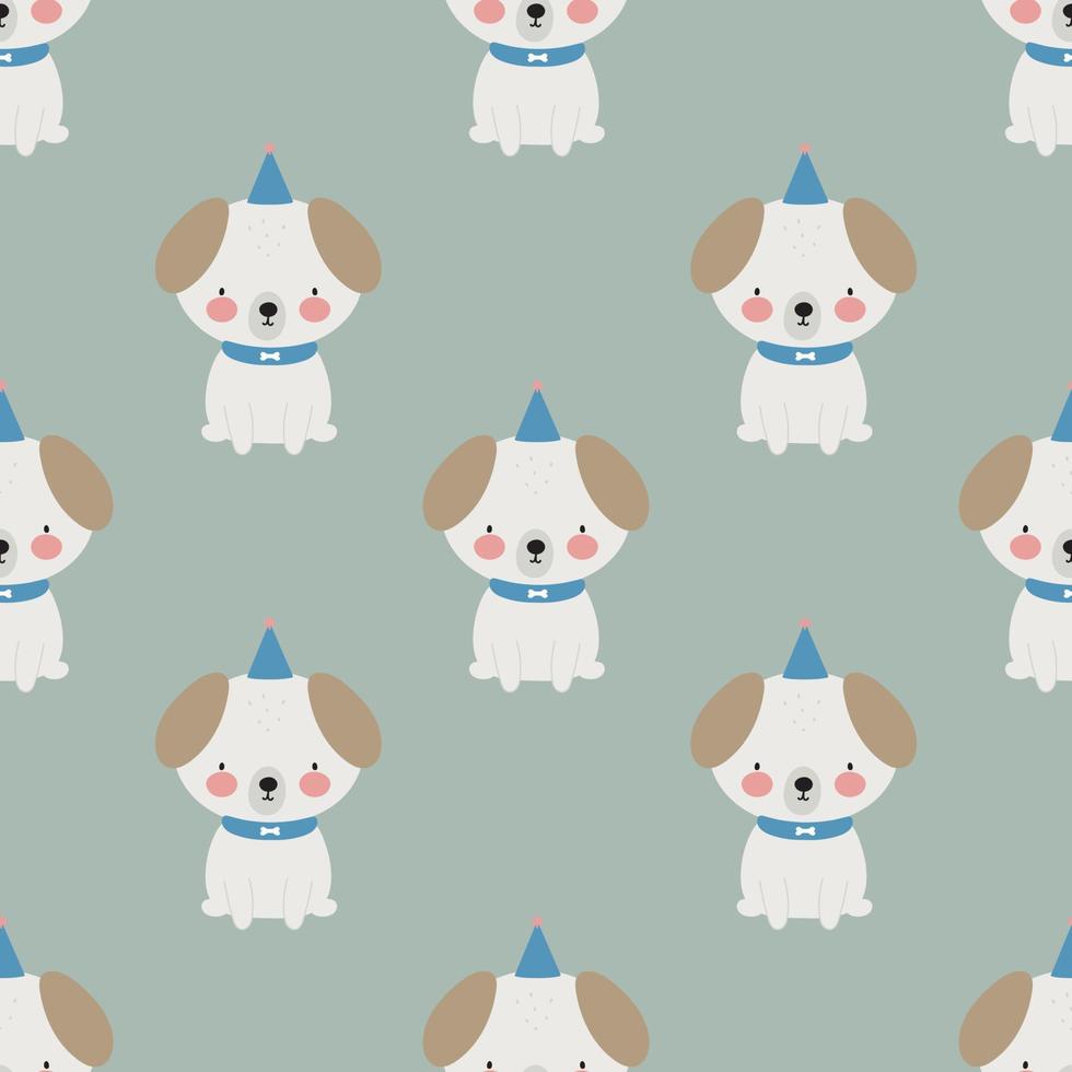 Seamless pattern with cute Dog. Vector illustration. For card, posters, banners, printing on the pack, printing on clothes, fabric, wallpaper.